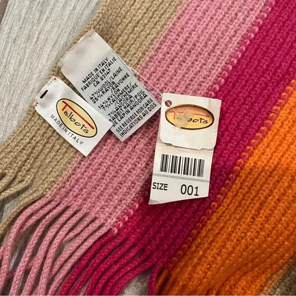 NWT, Talbots Wool Blend Ribbed Knit Multicolor Fringe Scarf - Picture 9 of 9